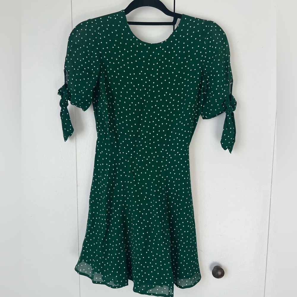 Reformation Green Polkadot Dress